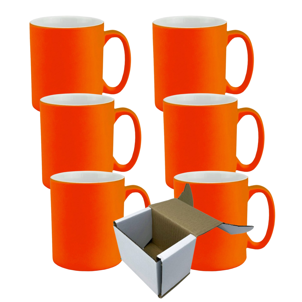 11oz Orange Fluorescent Neon Custom Ceramic Sublimation Mug + Individual Gift Box