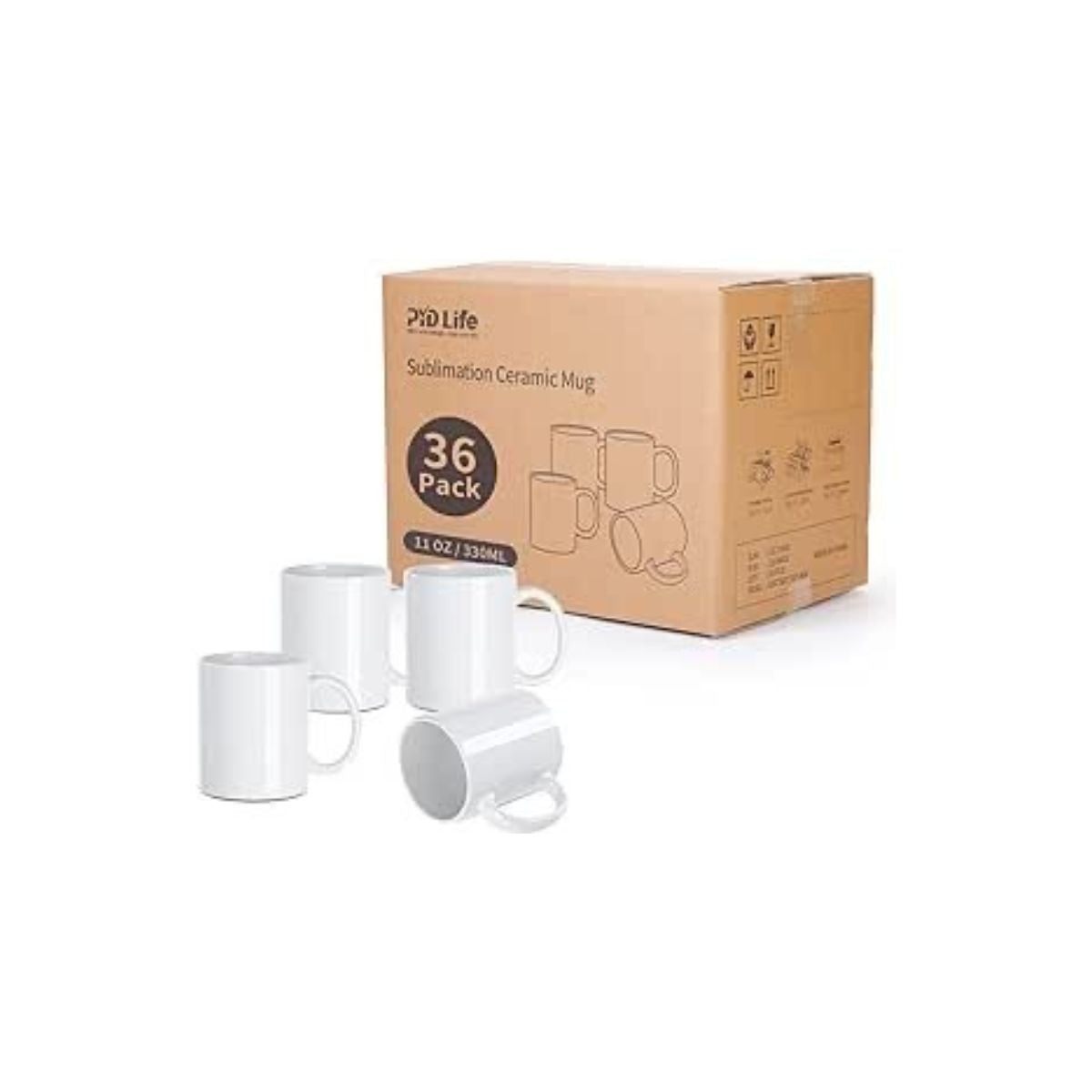 36 Pieces 11oz Plain White Mugs - ULTRA A+ Durham Mugs Ceramic Sublimation Mugs