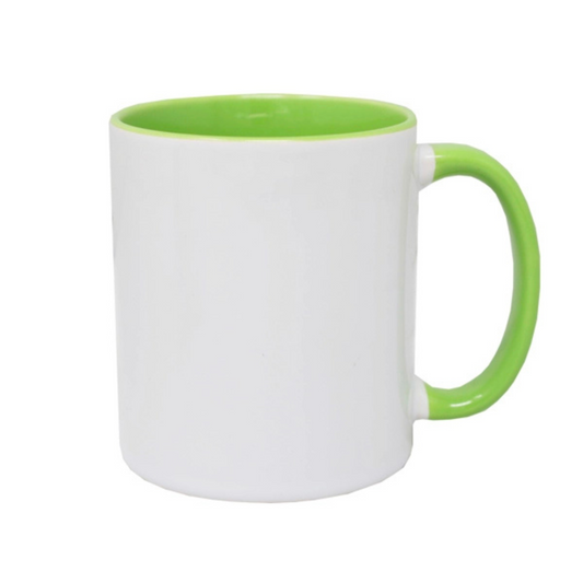 11oz Light Green Inner & Handle Custom Ceramic Sublimation Mug + Individual Gift Box