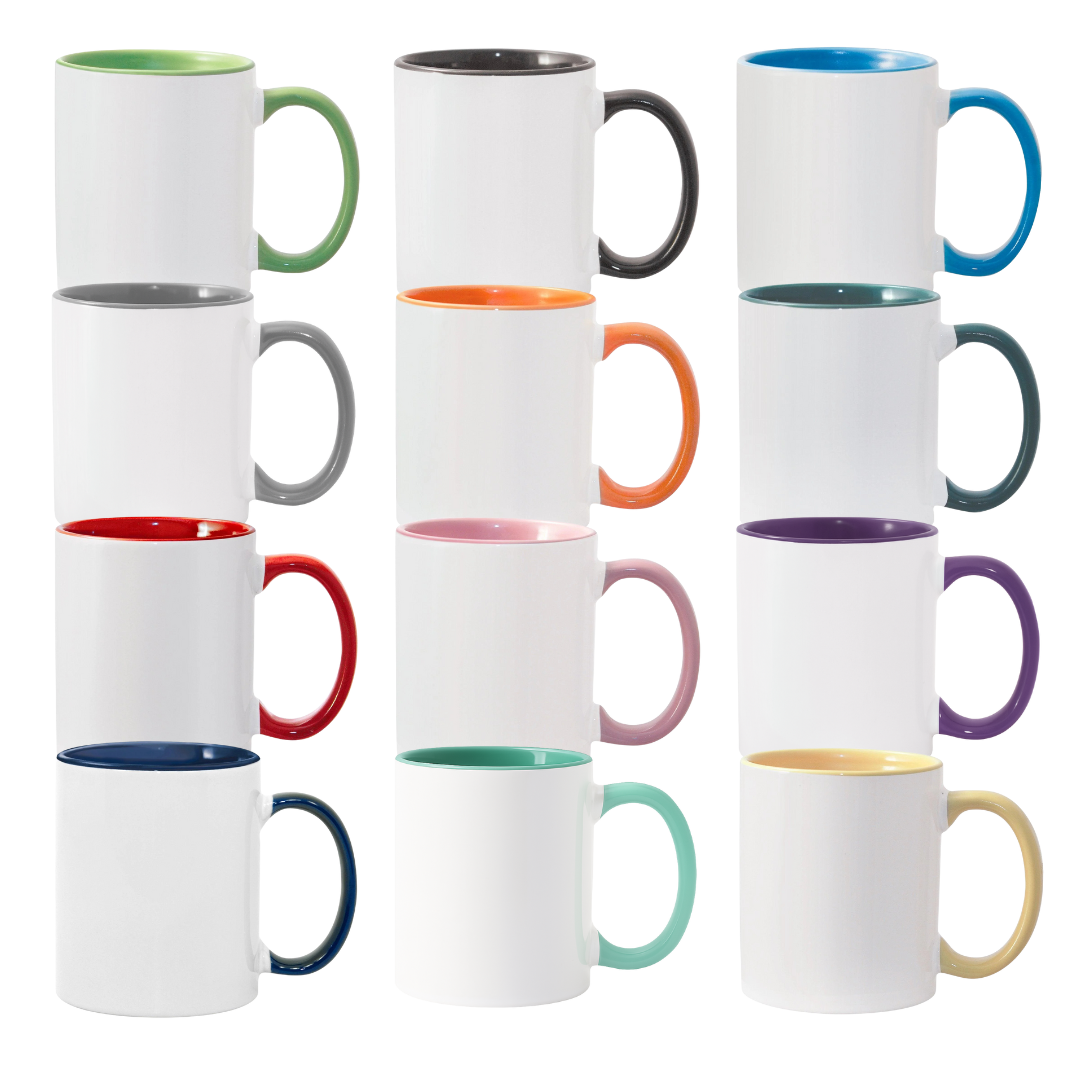 36Pack 11oz Sublimation Mug Set - Colored Inner Rim & Handle (No Gift Box)