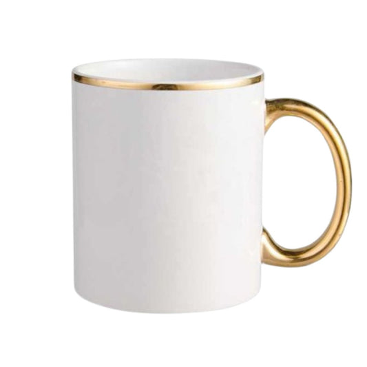 11oz Gold Rim and Handle Custom Ceramic Sublimation Mug + Individual Gift Box