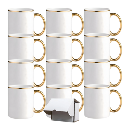 11oz Gold Rim & Handle Sublimation Mug