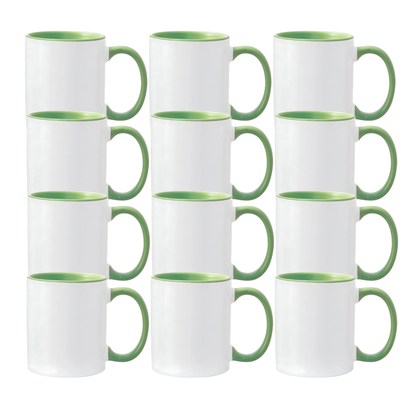 11oz Light Green Inner & Handle Sublimation Mug