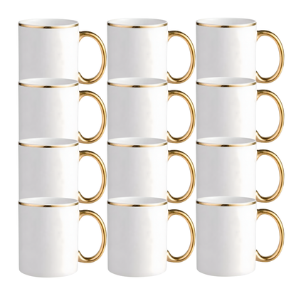 11oz Gold Rim & Handle Sublimation Mug