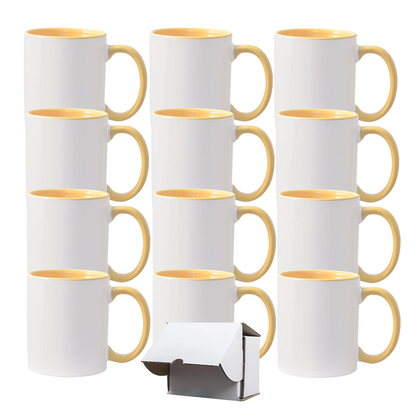 11oz Yellow Inner & Handle Sublimation Mug