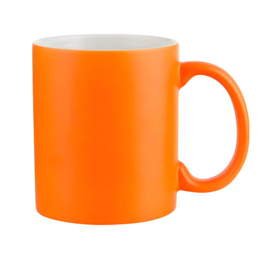 11oz Orange Fluorescent Neon Custom Ceramic Sublimation Mug + Individual Gift Box