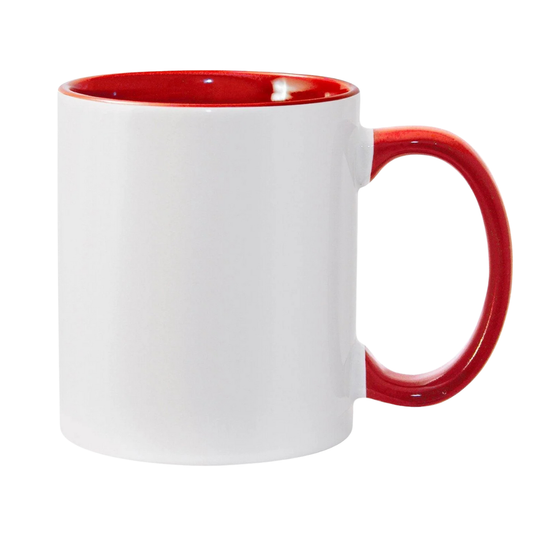 Red Inner & Handle Custom Sublimation Mug