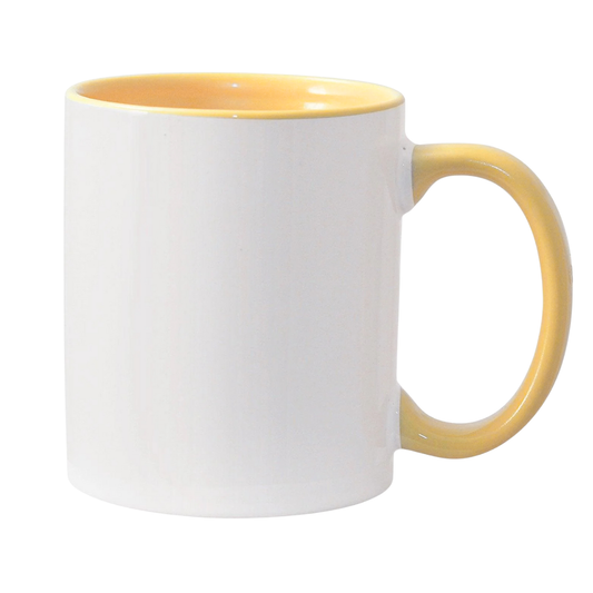 Yellow Inner & Handle Custom Sublimation Mug