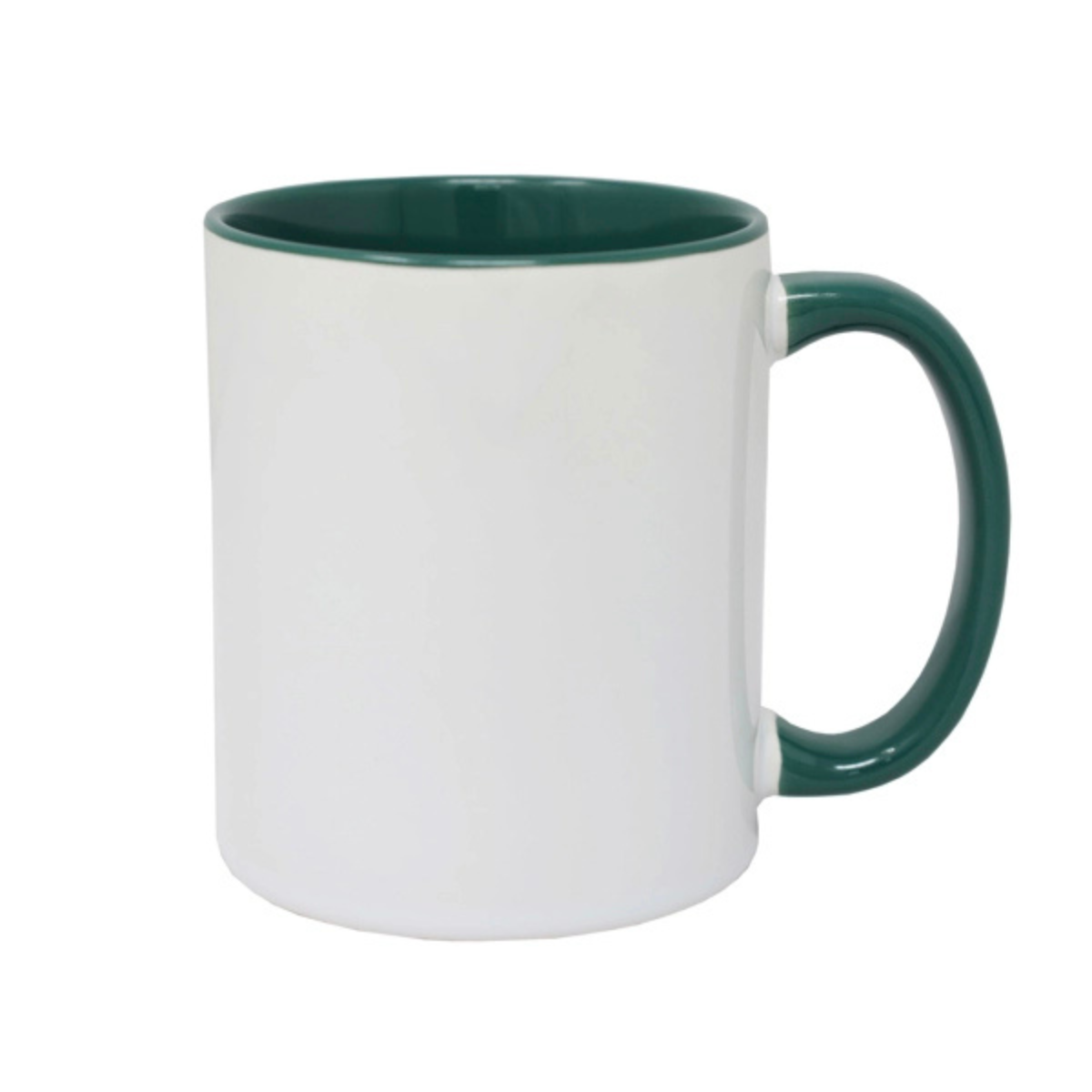 11oz Dark Green Inner & Handle Custom Ceramic Sublimation Mug + Individual Gift Box