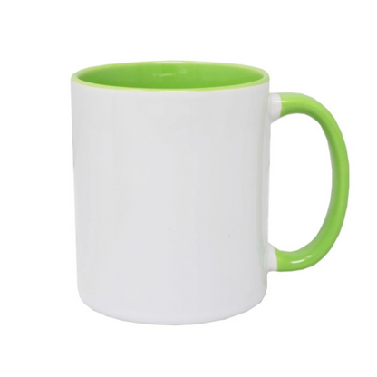 11oz Light Green Inner & Handle Custom Ceramic Sublimation Mug + Individual Gift Box