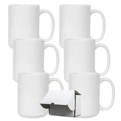 15oz White Custom Ceramic Sublimation Mug + Individual Gift Box