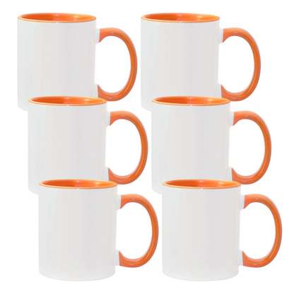 11oz Orange Inner & Handle Sublimation Mug