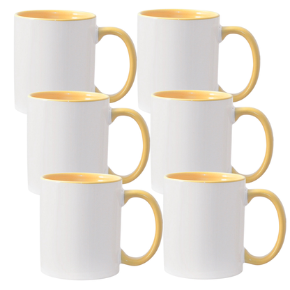 11oz Yellow Inner & Handle Sublimation Mug