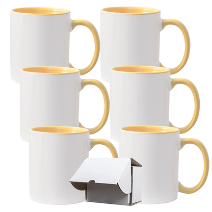 11oz Yellow Inner & Handle Sublimation Mug