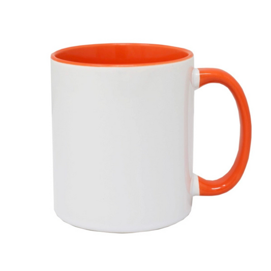 11oz Orange Inner & Handle Custom Ceramic Sublimation Mug + Individual Gift Box
