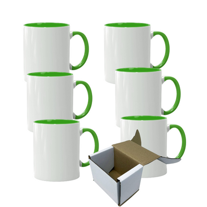 11oz Light Green Inner & Handle Custom Ceramic Sublimation Mug + Individual Gift Box