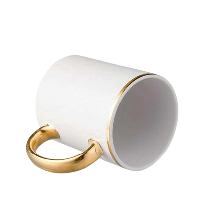 11oz Gold Rim and Handle Custom Ceramic Sublimation Mug + Individual Gift Box