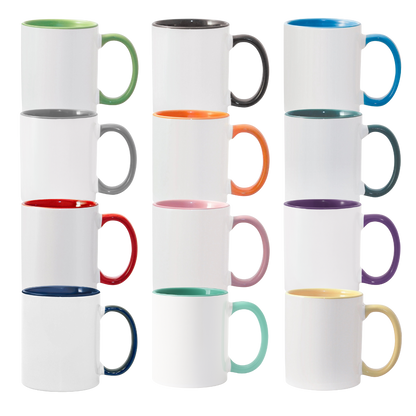 36Pack 11oz Sublimation Mug Set - Colored Inner Rim & Handle (No Gift Box)